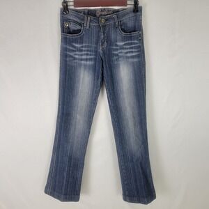 Southpole Jeans Juniors 5 Blue Denim Womens Low Rise Bootcut Dark Wash W26xL26.5